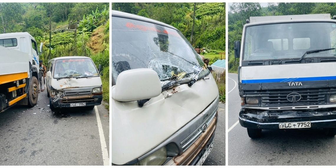 ஹட்டனில் லொறி – வேன் நேருக்கு நேர் மோதி விபத்து; ஒருவர் காயம்