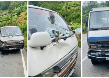 ஹட்டனில் லொறி – வேன் நேருக்கு நேர் மோதி விபத்து; ஒருவர் காயம்