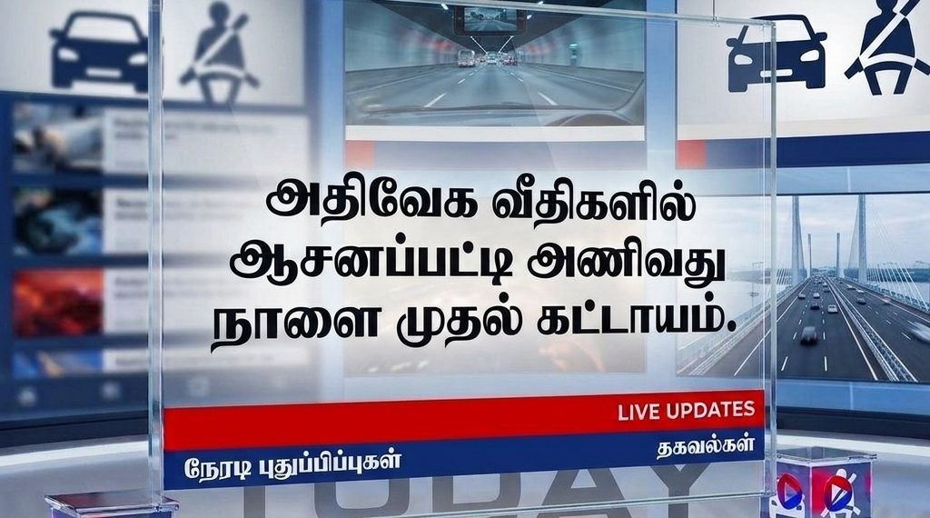 அதிவேக நெடுஞ்சாலையில்  நாளை முதல் ஆசனப் பட்டி கட்டாயம்